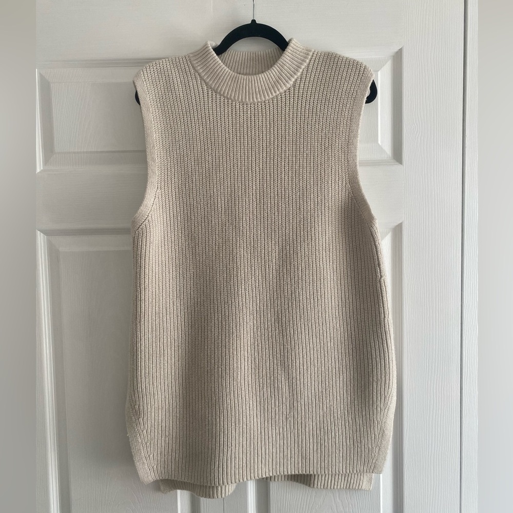 H&M Cream Oversized rib-knit sweater vest